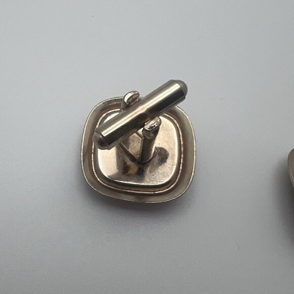 MENS VINTAGE INTRICATE PATTERNED RED GEM GOLD TONE‎ CUFF LINKS - Picture 4 of 5